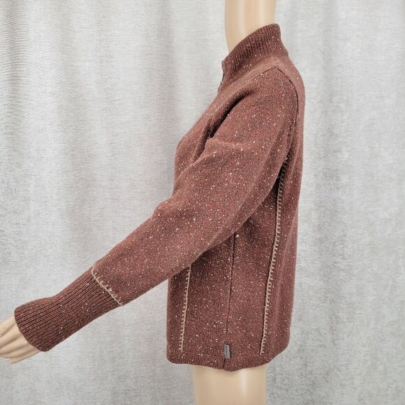 Woolrich Brown Cinnamon Heather Half Zip Sweater Women's Medium Wool Blend - Picture 3 of 11